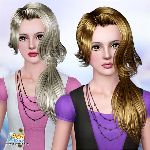Wavy framing the face ponytail hairstyle ID 750 by Peggy Zone for Sims 3