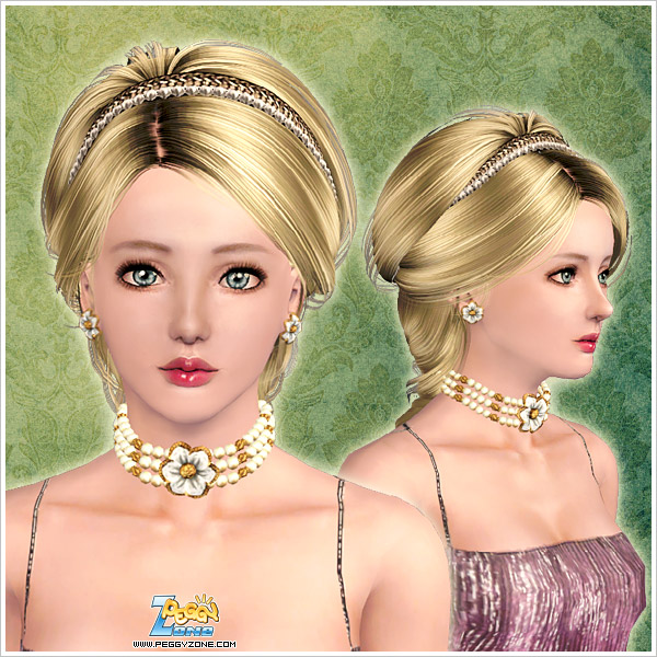 Royal braid with rhinestone headband ID 830 by Peggy Zone for Sims 3