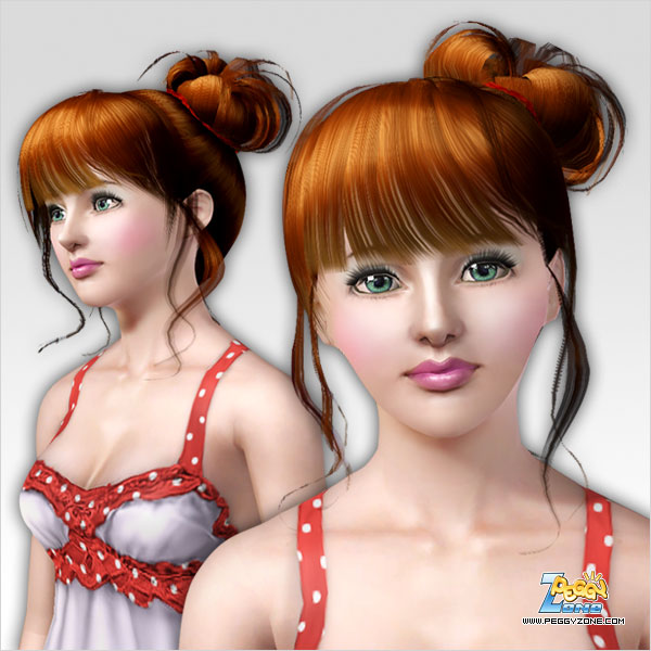 Fancy top knot hairstyle ID 80 by Peggy Zone for Sims 3