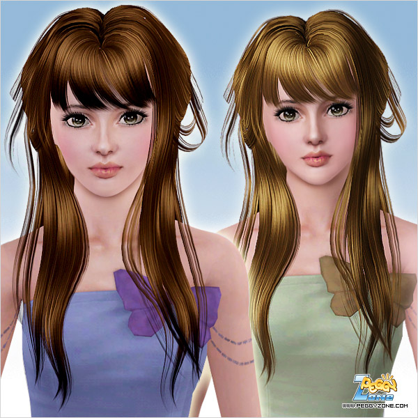 Simple hairstyles for long hair ID 000043 by Peggy Zone for Sims 3