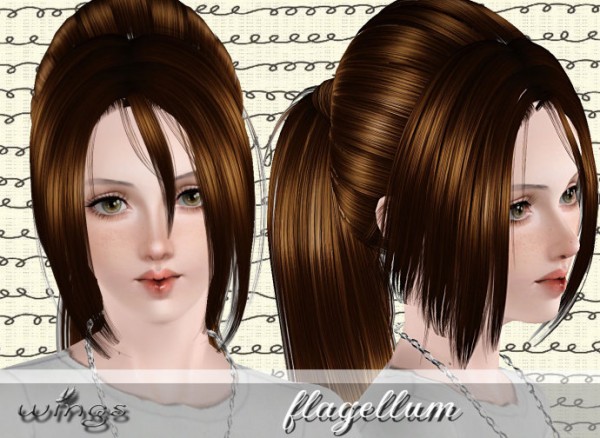 Wrapped ponytail with dimensional bangs by Wings for Sims 3