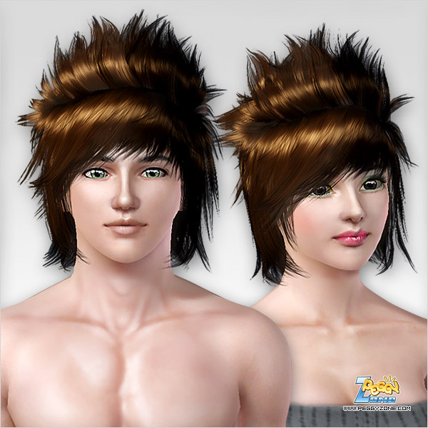 Spike haircut with bangs ID 286 by Peggy Zone for Sims 3