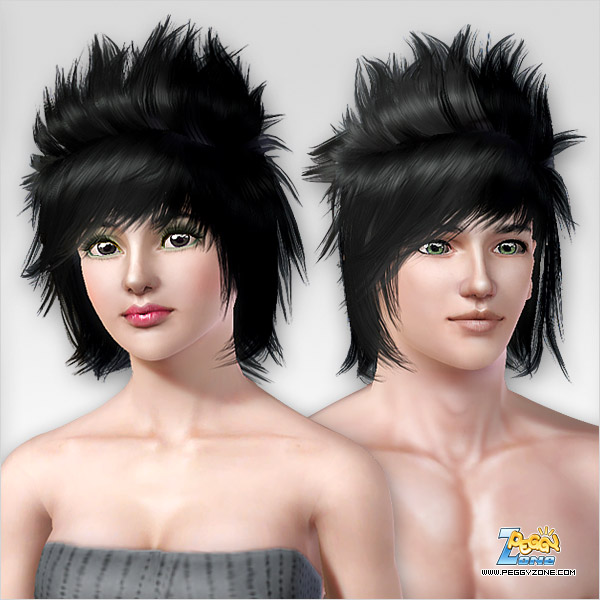 Spike haircut with bangs ID 286 by Peggy Zone for Sims 3