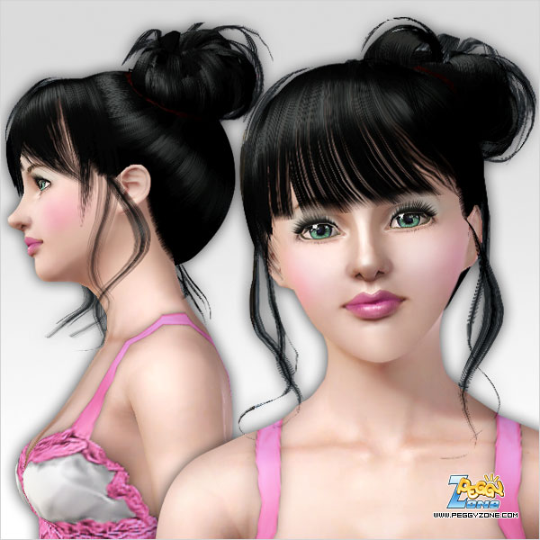 Fancy top knot hairstyle ID 80 by Peggy Zone for Sims 3