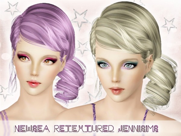Screw side tail hairstyle   Newsea Hair RollCaket Retextured by Jenni Sims 	 for Sims 3