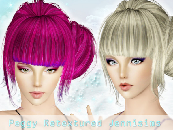 Side ponytail with straight bangs hairstyle   Peggy Hair 000860  for Sims 3