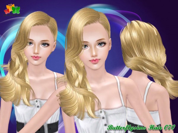 Elegant curly hairstyle   hair 070 by Butterfly for Sims 3