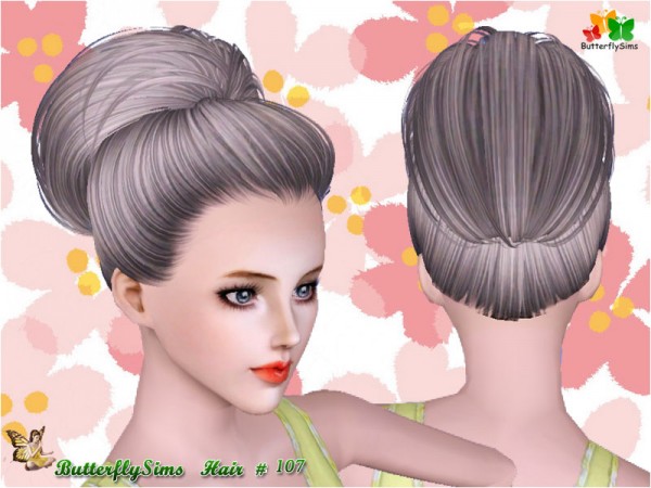 High top knot hairstyle   hair 107 by Butterfly for Sims 3