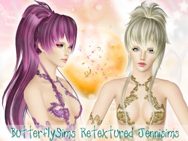 Spiky choppy ponytail hairstyle   ButterflySims Hair 063 Retextured by Jenni Sims for Sims 3