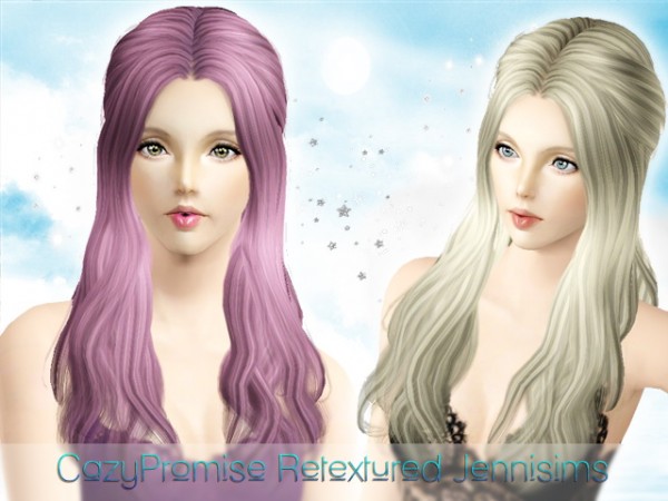 Middle parth half up half down hairstyle   Cazy Hair Promise retextured by JenniSims for Sims 3