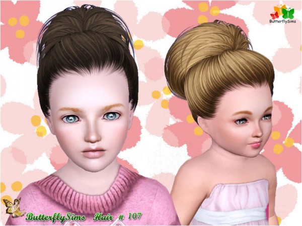 High top knot hairstyle   hair 107 by Butterfly for Sims 3