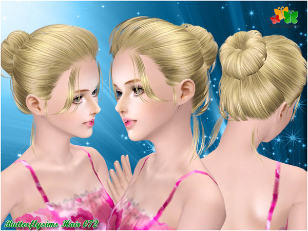 Ballerina bun hairstyle 072 by Butterfly for Sims 3