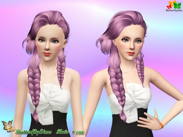 Messy fishtail hairstyle   hair 108 by Butterfly for Sims 3