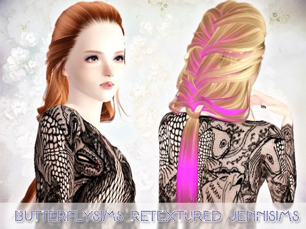 Fishtail hairstyle Butterfly 069 retextured by Jenni Sims for Sims 3