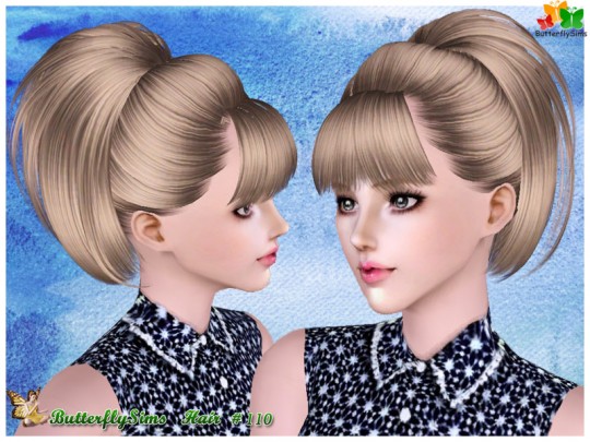 Dimensional ponytail with bangs - Hair 110 by YOYO - Sims 3 Hairs