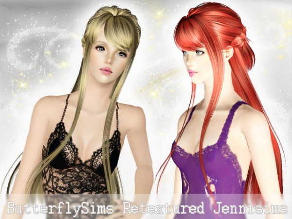 Very long with braided crown hairstyle   ButterflySims 061 retextured by JenniSims for Sims 3