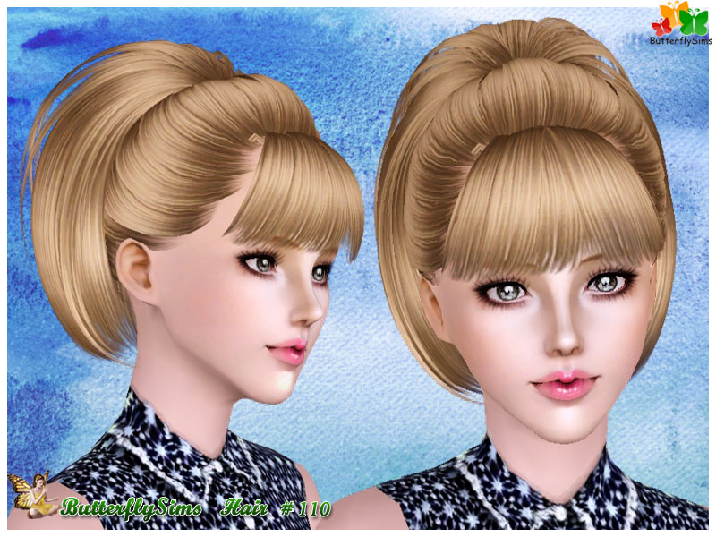 Dimensional ponytail with bangs - Hair 110 by YOYO - Sims 3 Hairs