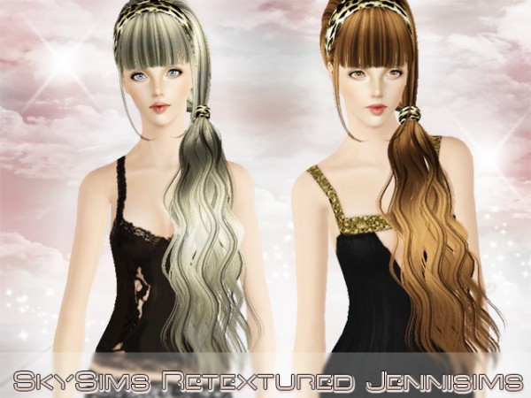 Long side ponytail with headband hairstyle   SkySims Hair 063 retextured by JenniSims for Sims 3