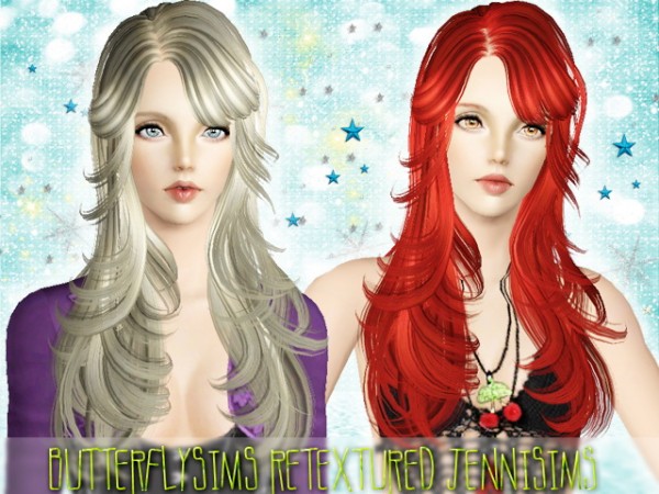 Dimensional waves hairstyle   ButterflySims Hair 059 retextured by JenniSims for Sims 3
