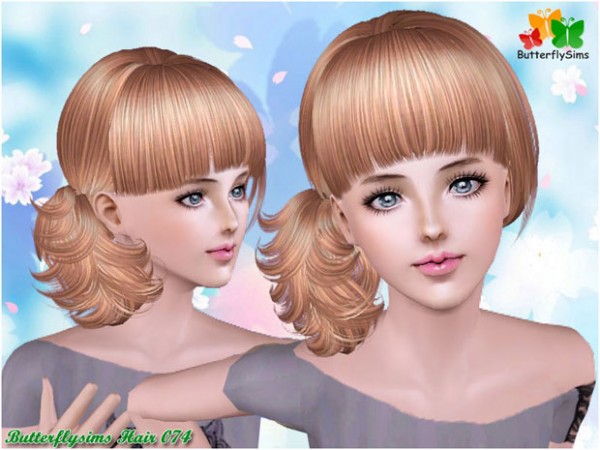 Curly side ponytail 074 by Butterfly for Sims 3