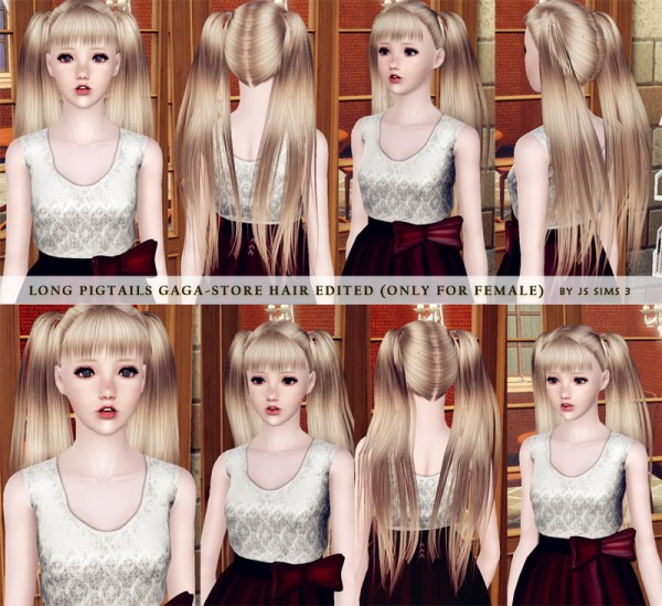 GaGa Store Long Pigtails & Skysims 121 Edited by JS Sims 3 for Sims 3