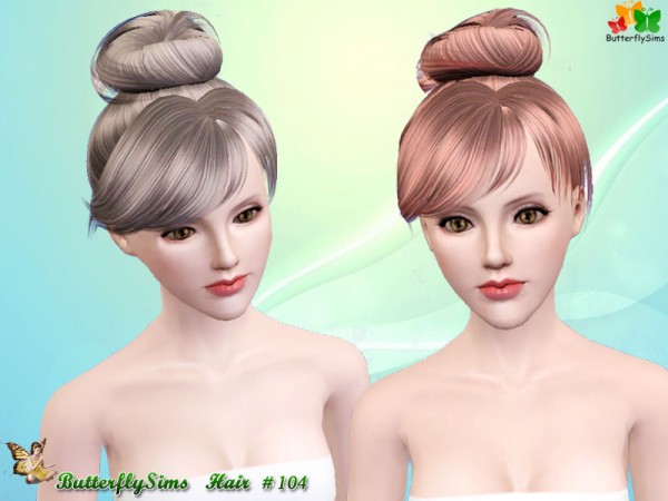 Top knot hairstyle   Hair 104 by Butterfly for Sims 3