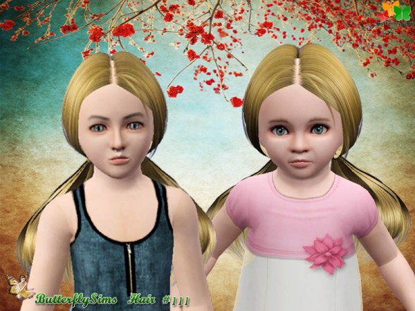 Shiny double ponytail   hair 111 by MIAO for Sims 3