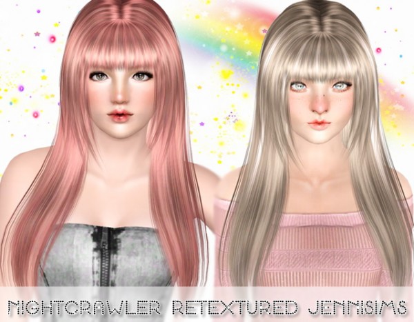 Shiny long hair and dual braid   Nightcrawler 163 by SkySims retextured by Jenni Sims for Sims 3