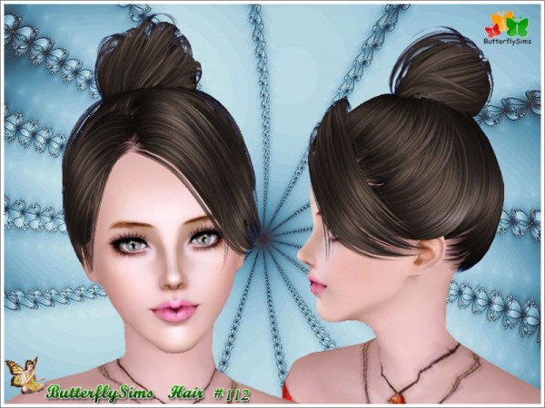 Top knot with bangs hair 112 by YOYO for Sims 3