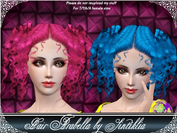 Curly double ponytail hairstyle Rococo by Sintiklia for Sims 3