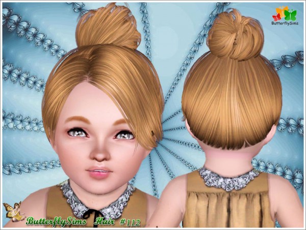Top knot with bangs hair 112 by YOYO for Sims 3