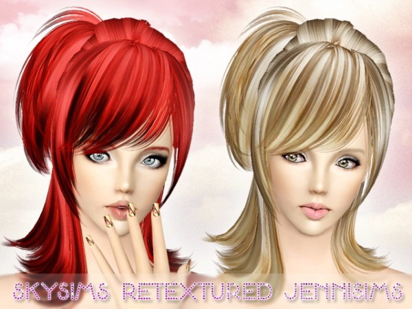 Rumpled small side tail with bangs hairstyle   SkySims Hair 098 retextured by Jenni Sims for Sims 3