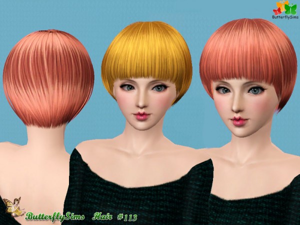 Modern bob with dimensional bangs   hair 113 by MIAO for Sims 3