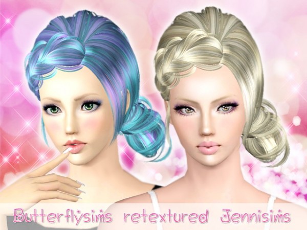 Romance braided hairstyle Butterfly 092 and 093 retextured by Jenni Sims for Sims 3