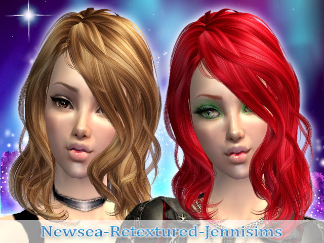 Two long hairstyle - NewSims and ButterflySims hair retextured by Jenni ...