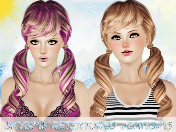 Twisted tails hairstyle SkySims131 Retextured by Jenni Sims for Sims 3