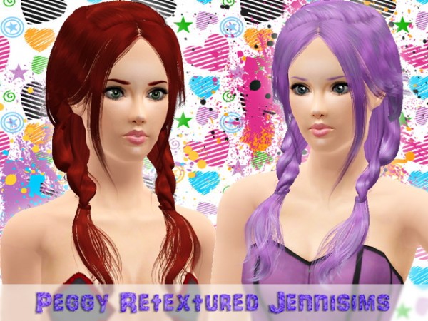 Messy double braids hairstyle   Peggy SpecialGiftOctuber retextured by JenniSims for Sims 3