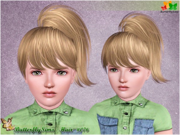 High spun ponytail with bangs hairstyle 076 by Butterfly for Sims 3