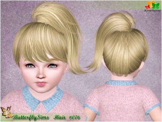 High spun ponytail with bangs hairstyle 076 by Butterfly - Sims 3 Hairs