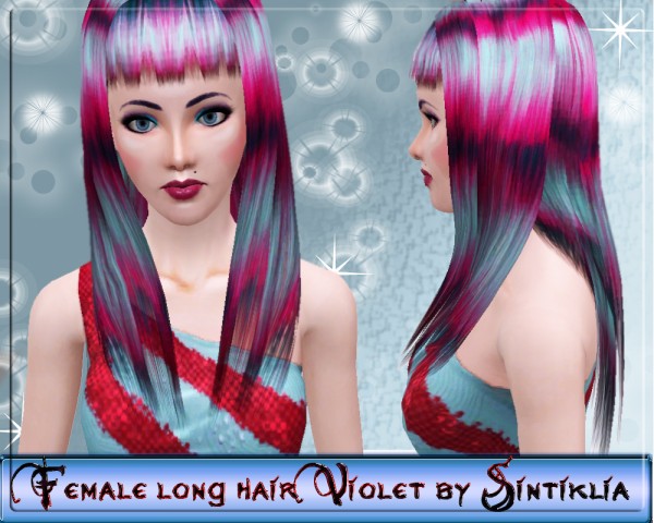 Bangs straight hairstyle    Female long hair Violet by Sintiklia for Sims 3