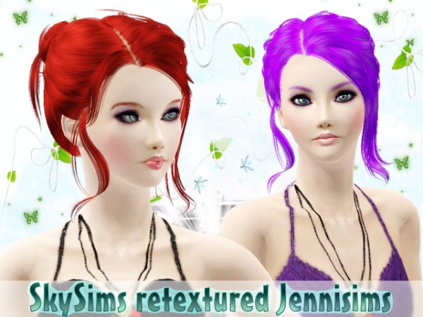 Middle parth bun hairstyle  SkySims 53 Hair retextured by JenniSims for Sims 3