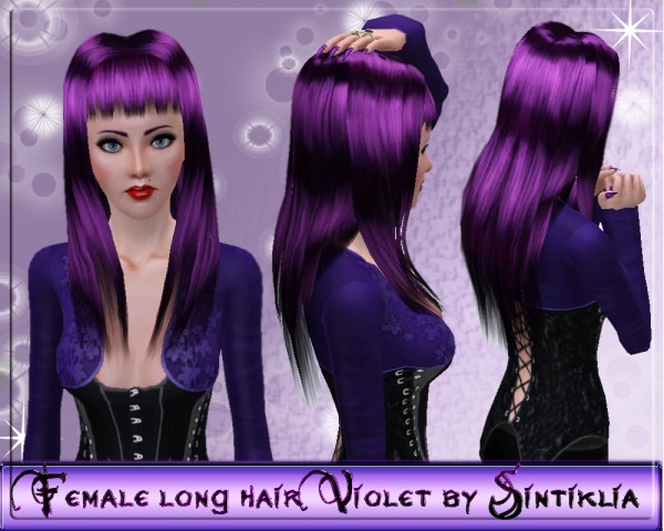 Bangs straight hairstyle    Female long hair Violet by Sintiklia for Sims 3