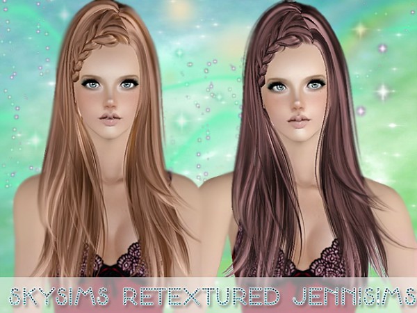 Straight and Cute Braided Hairstyles   Cazy Starlight and SkySims 017 retextured by Jenni Sims for Sims 3