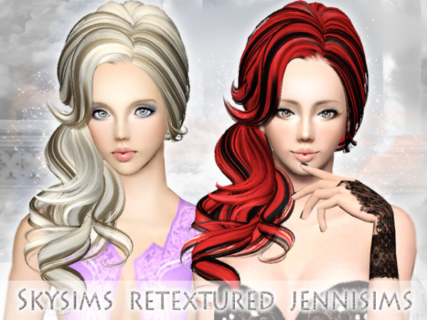 Wavy side tail hairstyle SkySims126 Retextured by Jenni Sims for Sims 3