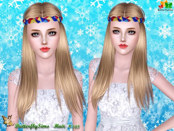 Hippie hairstyle   hair 105 by Butterfly for Sims 3