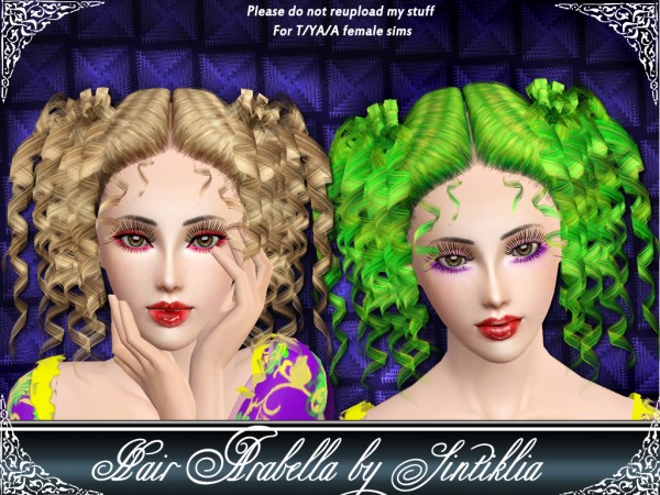 Curly double ponytail hairstyle Rococo by Sintiklia for Sims 3