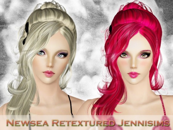 Chignon with dimensional bangs   Newsea Hair Vera Retextured by Jenni Sims for Sims 3
