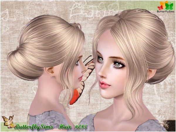 Simple chignon hairstyle 085 by Butterfly for Sims 3