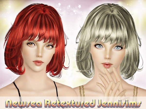 Messy bob with bangs hairstyle   Newsea Hair The Moment retextured by Jenni Sims for Sims 3