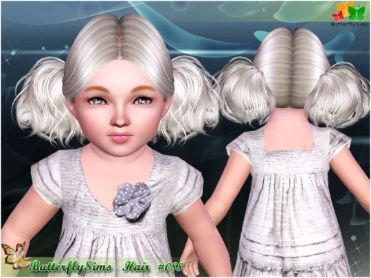 Two messy pigtails 088 by Butterfly - Sims 3 Hairs